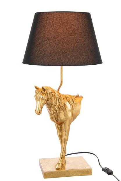 Table lamp horse head polyresin gold-colored/black