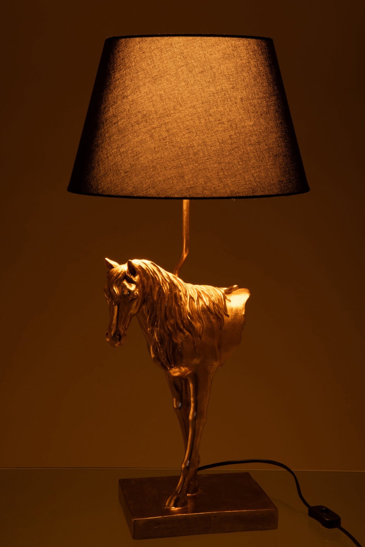 Table lamp horse head polyresin gold-colored/black