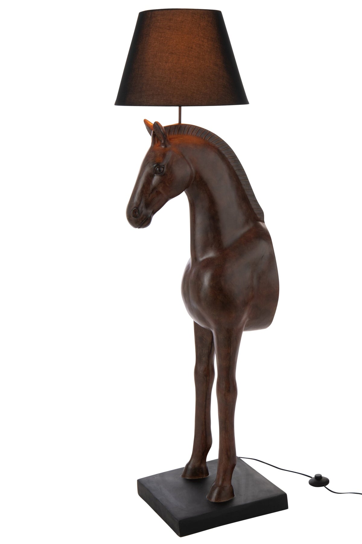 Floor lamp horse Front polyresin dark brown