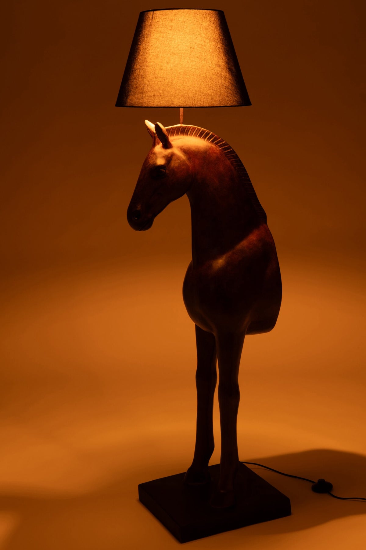 Floor lamp horse Front polyresin dark brown