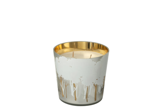 Geurkaars Noa Bos Soja Wit/Goudkleurig Small-50u