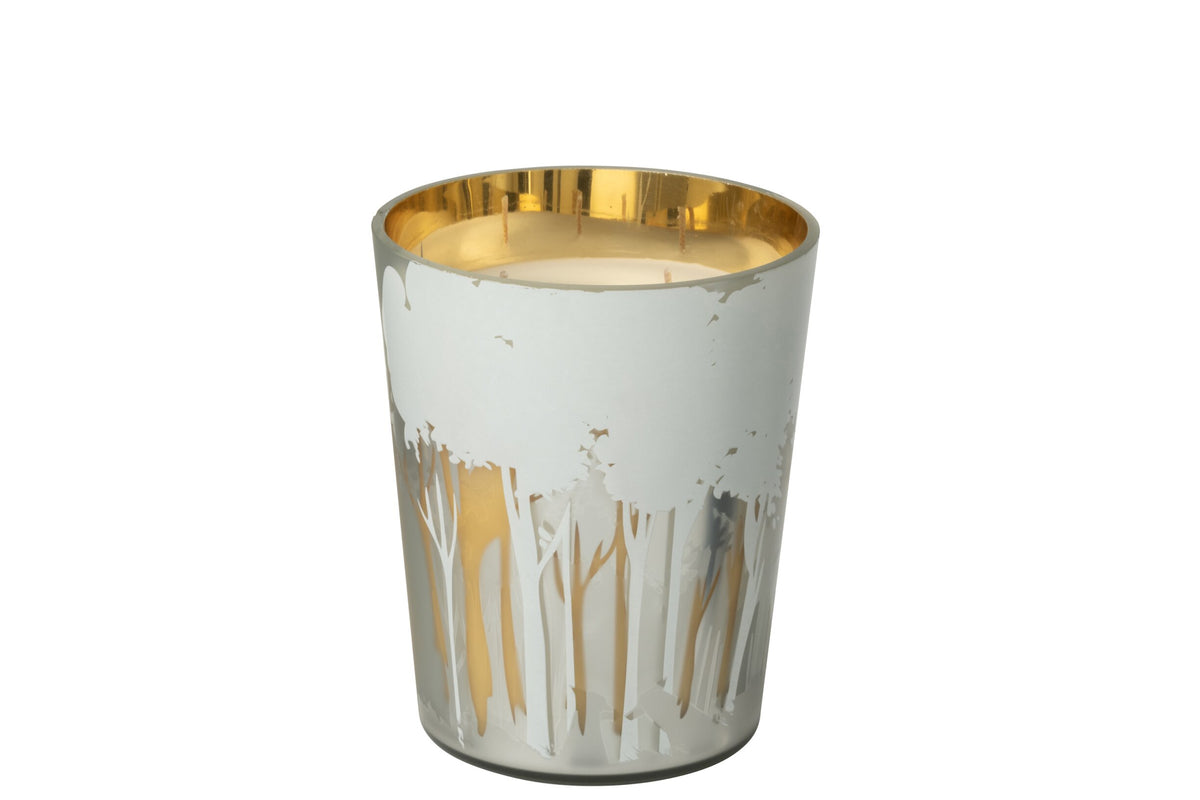 Geurkaars Noa Bos Soja Wit/Goudkleurig Medium-68u