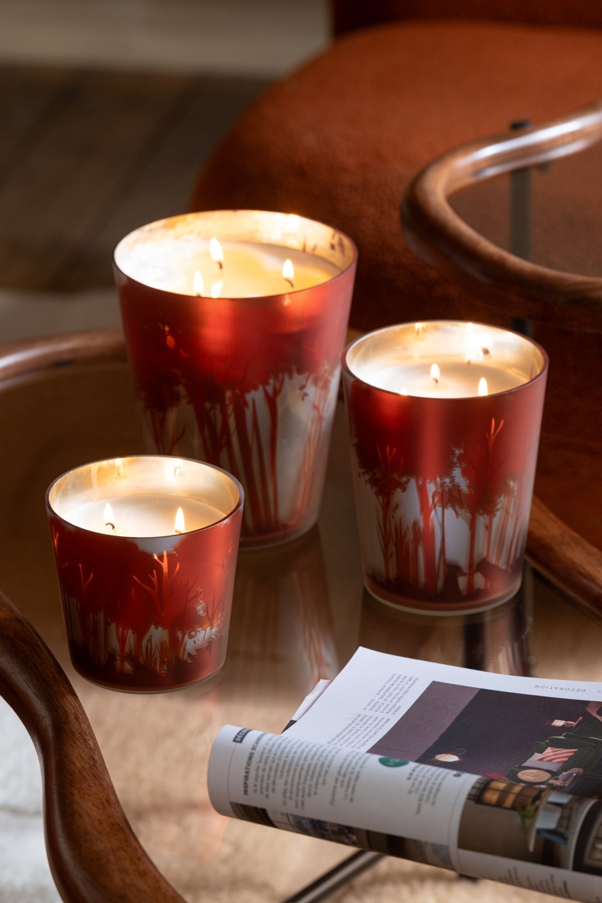 Geurkaars Noa Bos Soja Rood/Goudkleurig Small-50u