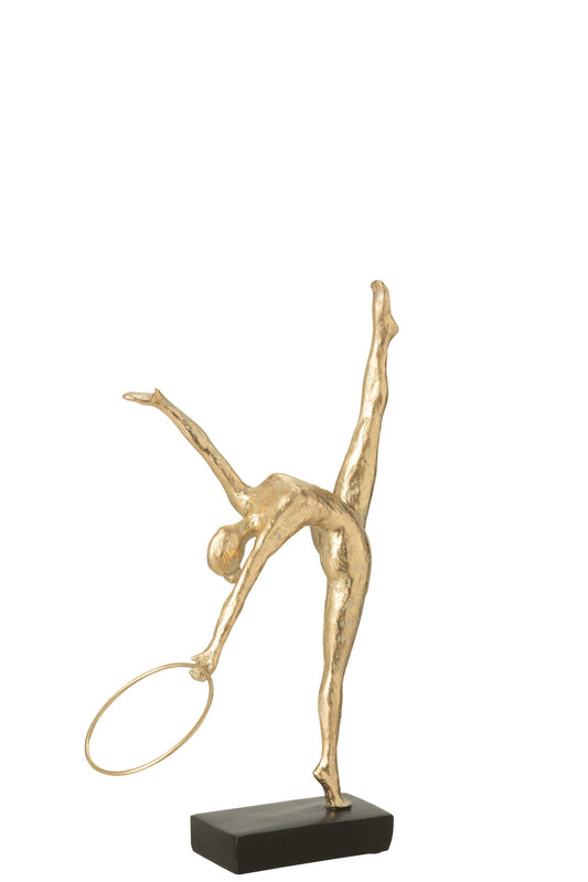 Gymnast Hoop On Base Resin Black/Gold Colored