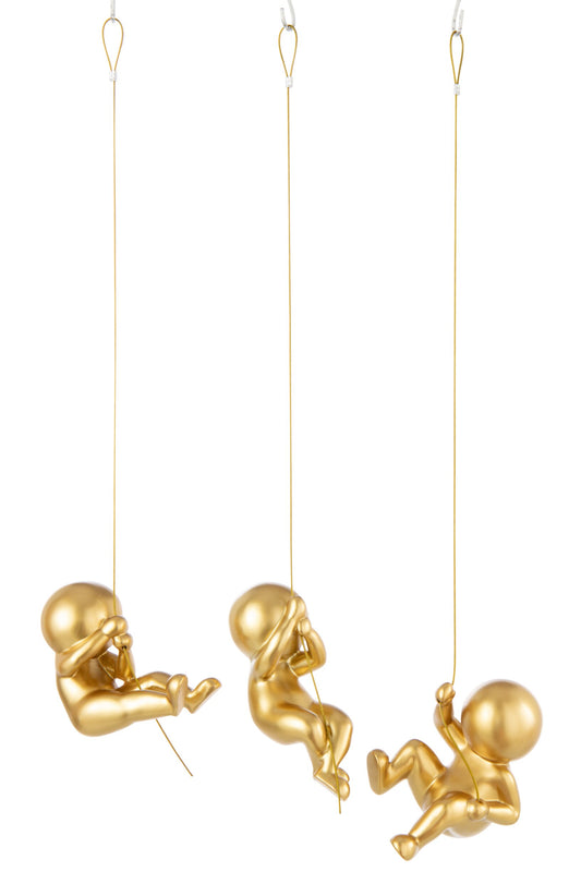 Wall Decoration Marcel Limepowder Gold Colored Assortment Of 3
