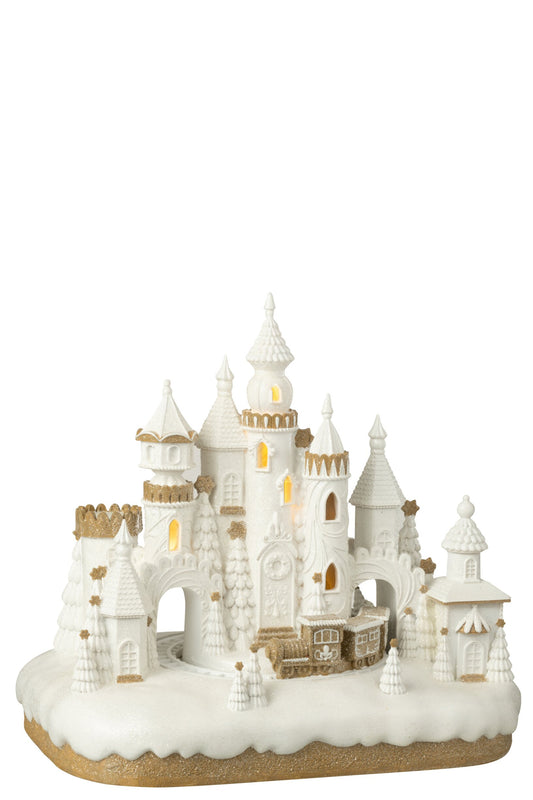 Gingerbread Castle + Train Limepowder Beige/White