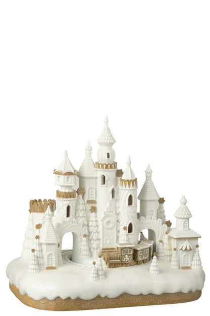 Gingerbread Castle + Train Limepowder Beige/White