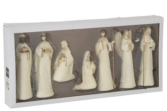 Nativity 7 Pieces Limepowder Ecru/Gold Colored