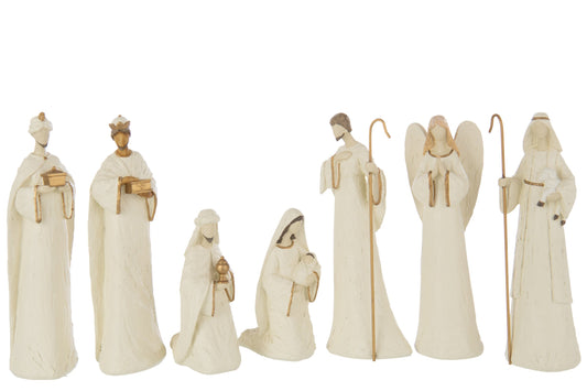 Nativity 7 Pieces Limepowder Ecru/Gold Colored