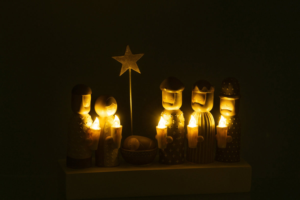 Nativity LED Candles Limepowder Multicolored