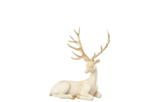 Deer Lying Down Limepowder Light Beige/Gold Colored