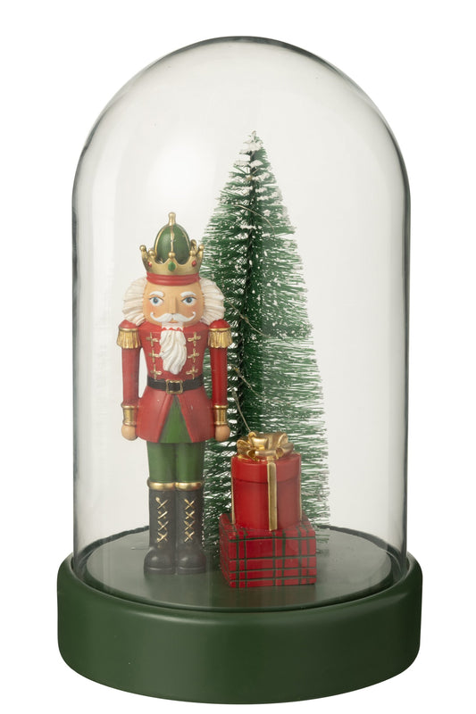 Decorative Bell Jar LED Nutcracker + Tree + Gifts Limepowder Christmas Red/Dark Green