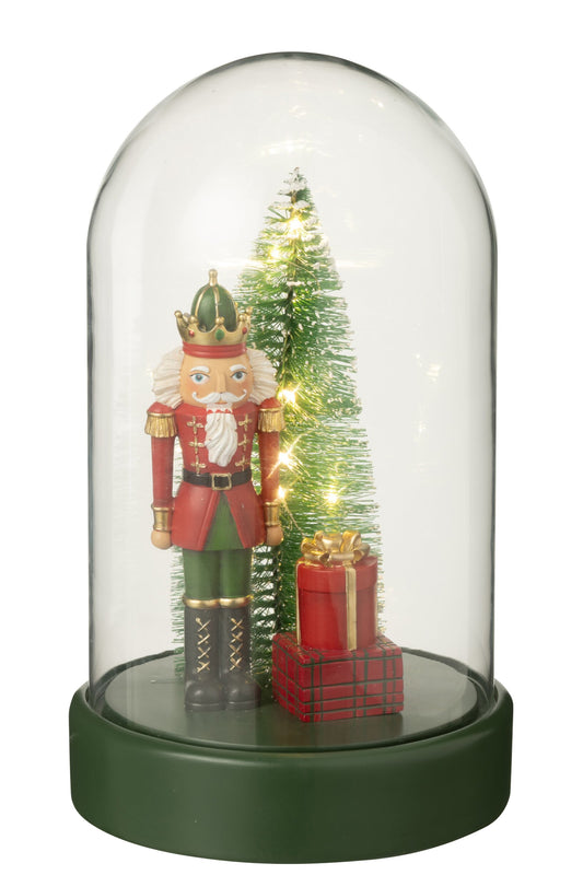 Decorative Bell Jar LED Nutcracker + Tree + Gifts Limepowder Christmas Red/Dark Green