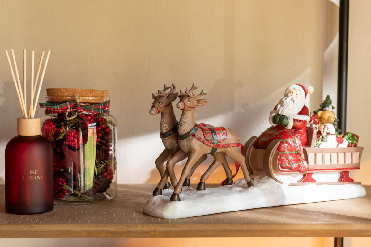 Santa Claus Sled + Deer Limepowder Multicolored
