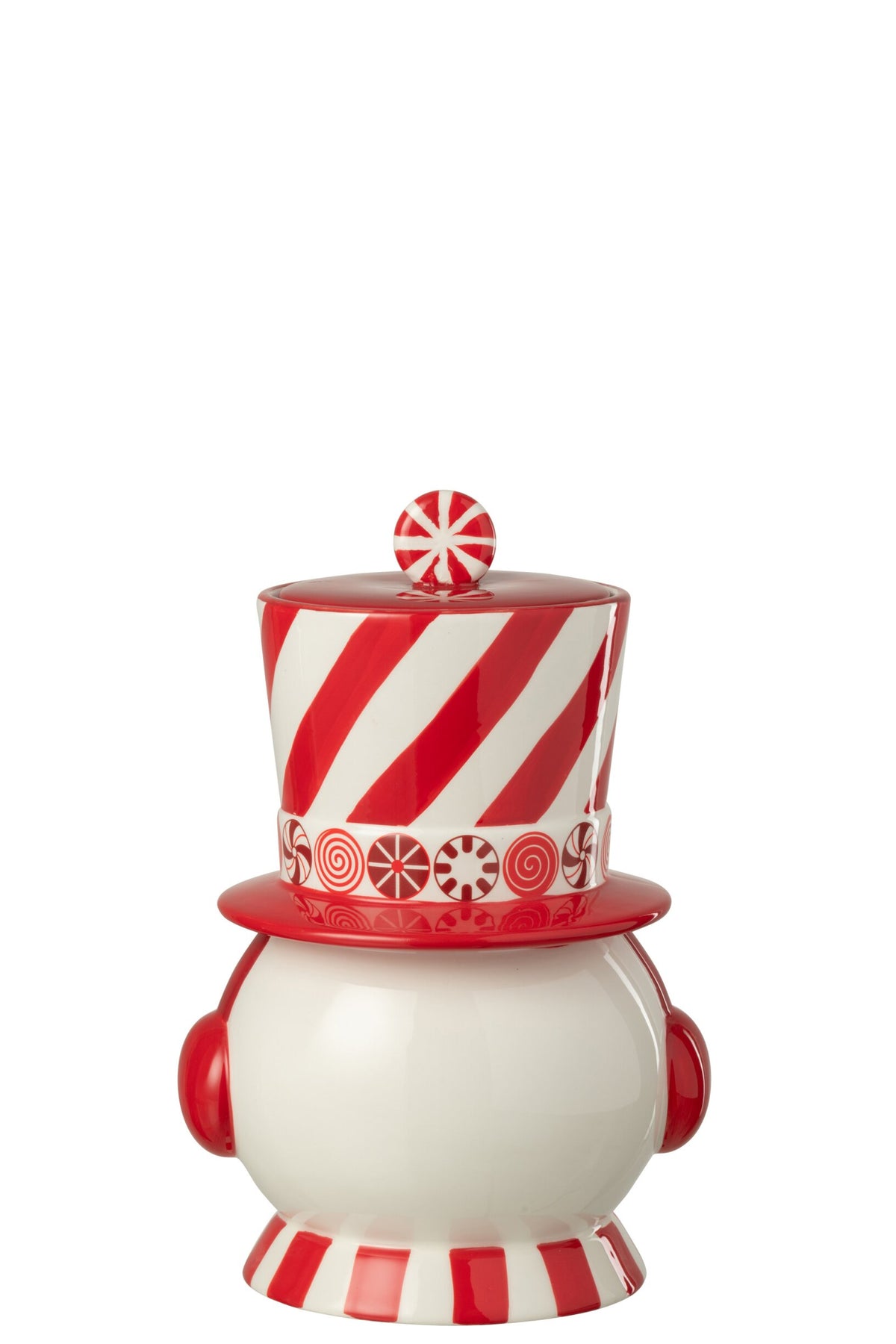 Jar Decorative Snowman + Hat Dolomite Christmas Red/White