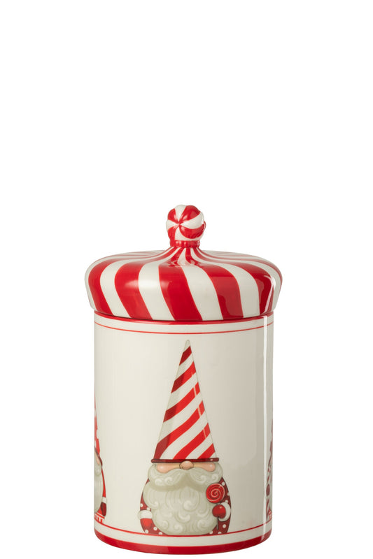 Jar Decorative Santa Claus Dolomite Christmas Red/White