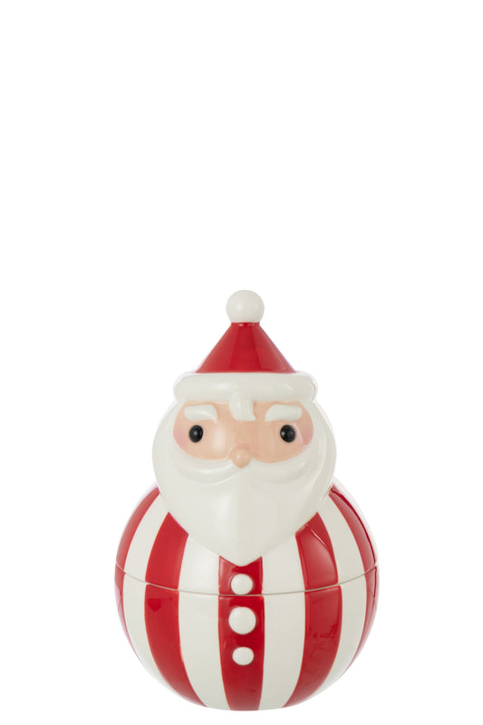 Kom + deksel kerstman Dolomite kerst rood/wit groot