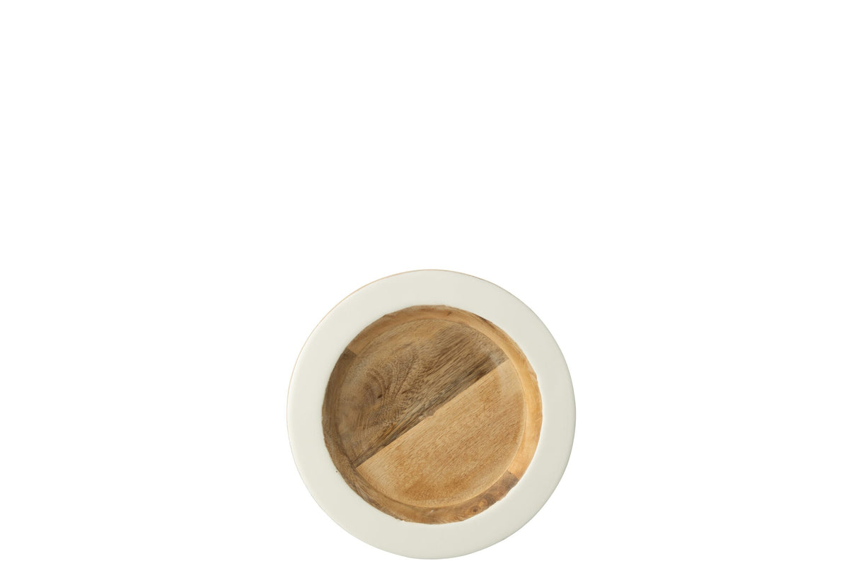 Decorative Tray Edge Round Mango Wood White/Natural Small