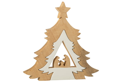 Nativity In Tree + Star Mango Wood White/Natural