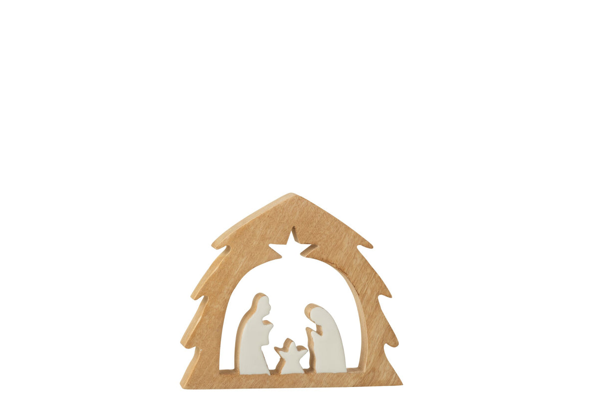 Nativity In Tree Mango Wood White/Natural Small