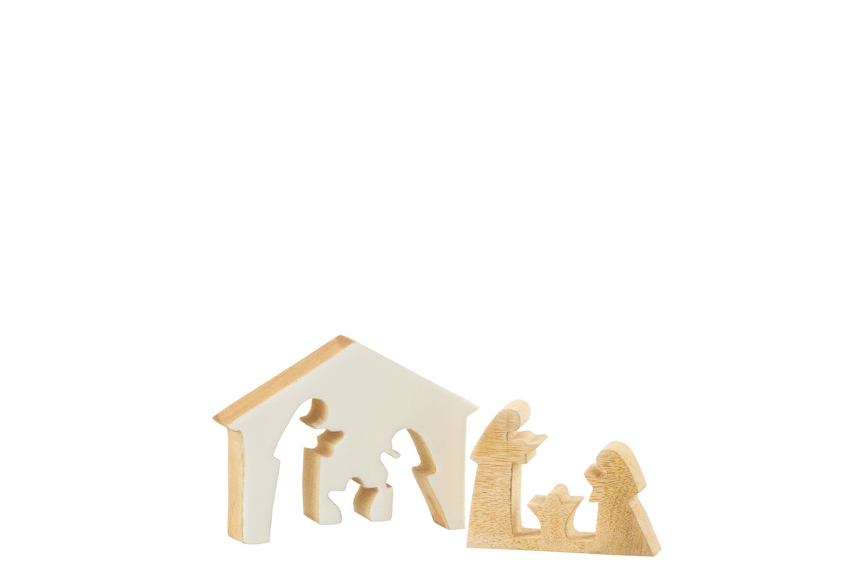 Nativity In House Mango Wood White/Natural Small