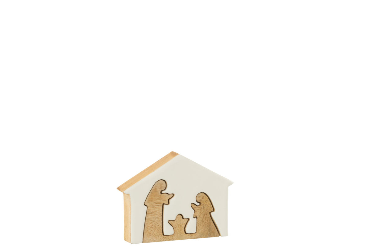 Nativity In House Mango Wood White/Natural Small