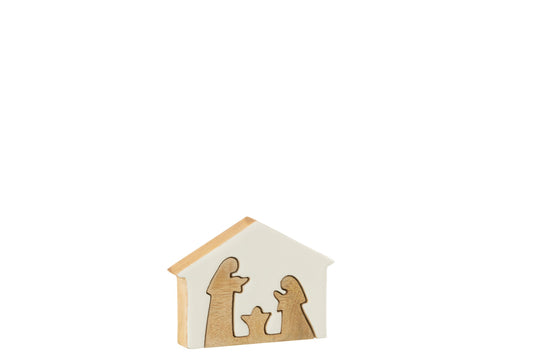 Nativity In House Mango Wood White/Natural Small