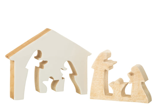 Nativity In House Mango Wood White/Natural Large