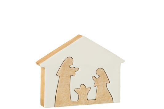 Nativity In House Mango Wood White/Natural Large