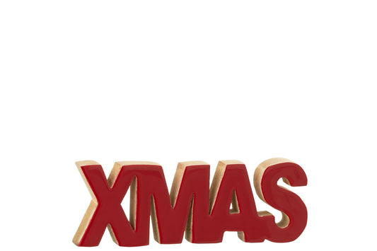 Xmas Shiny Mango Wood Christmas Red/Natural