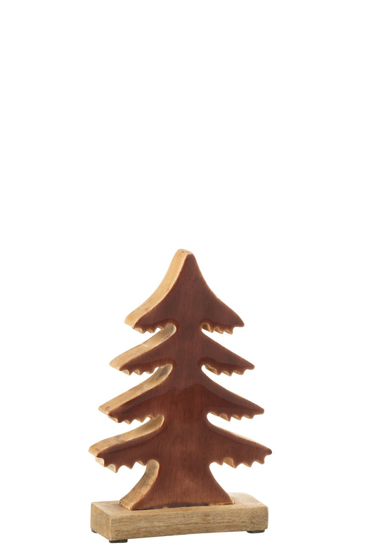 Pine Tree On Base Mango Wood Natural/Brown Small