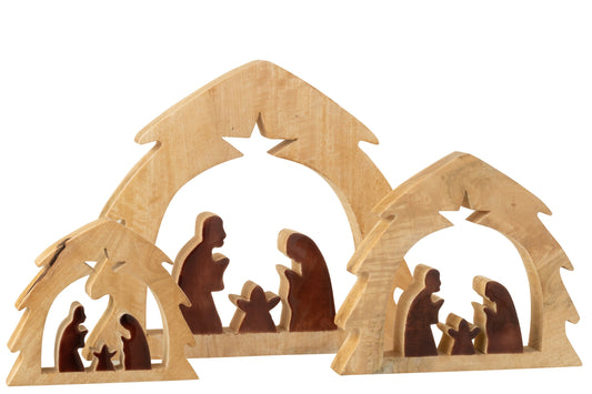 Nativity In Tree Mango Wood Natural/Brown Large