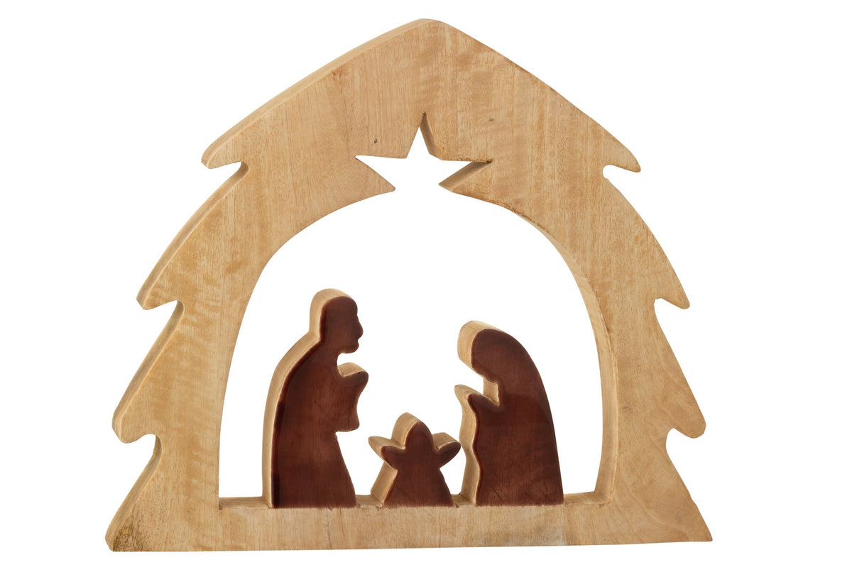 Nativity In Tree Mango Wood Natural/Brown Large