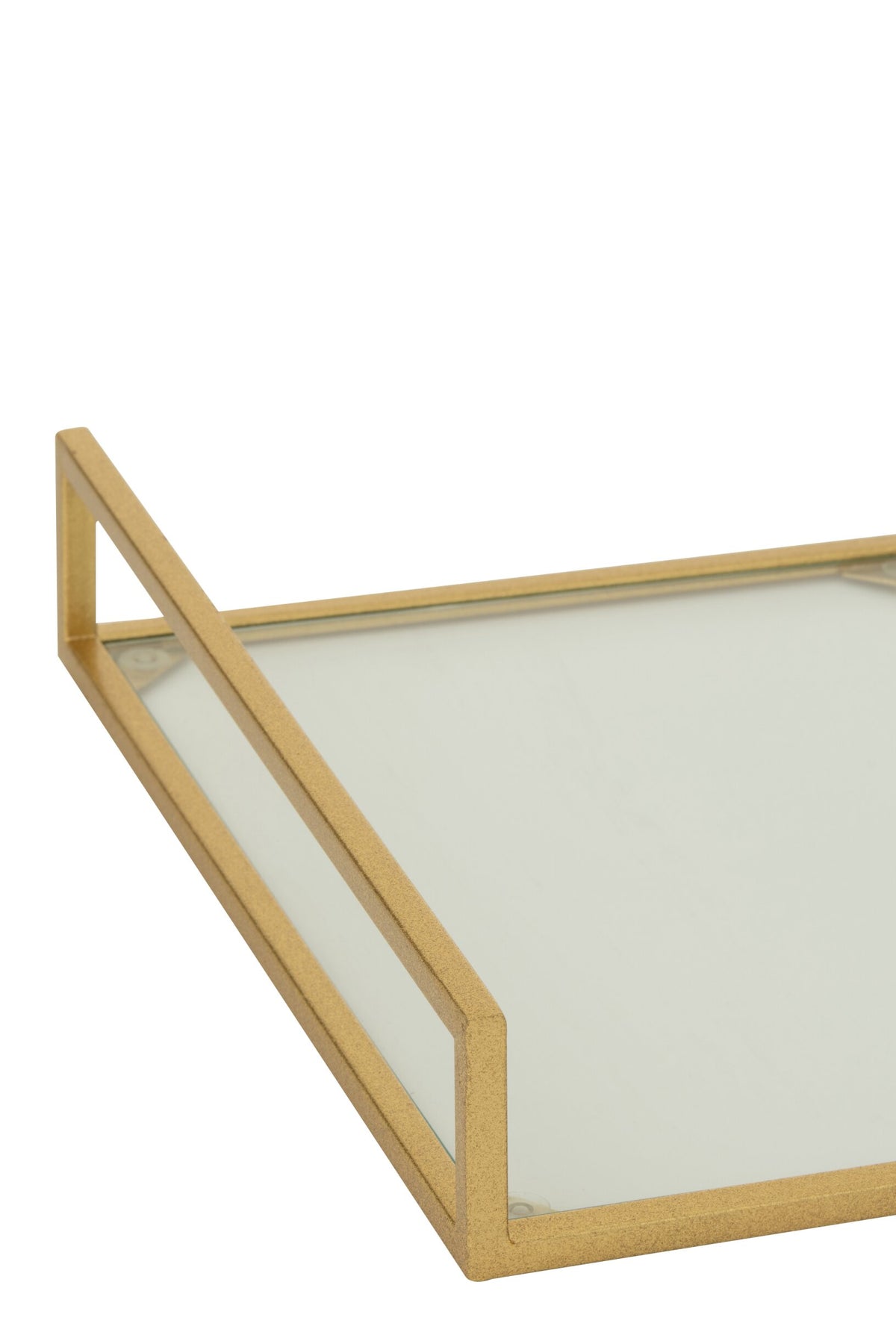 Set van 2 decoratief dienblad ijzer/glas goudkleurig