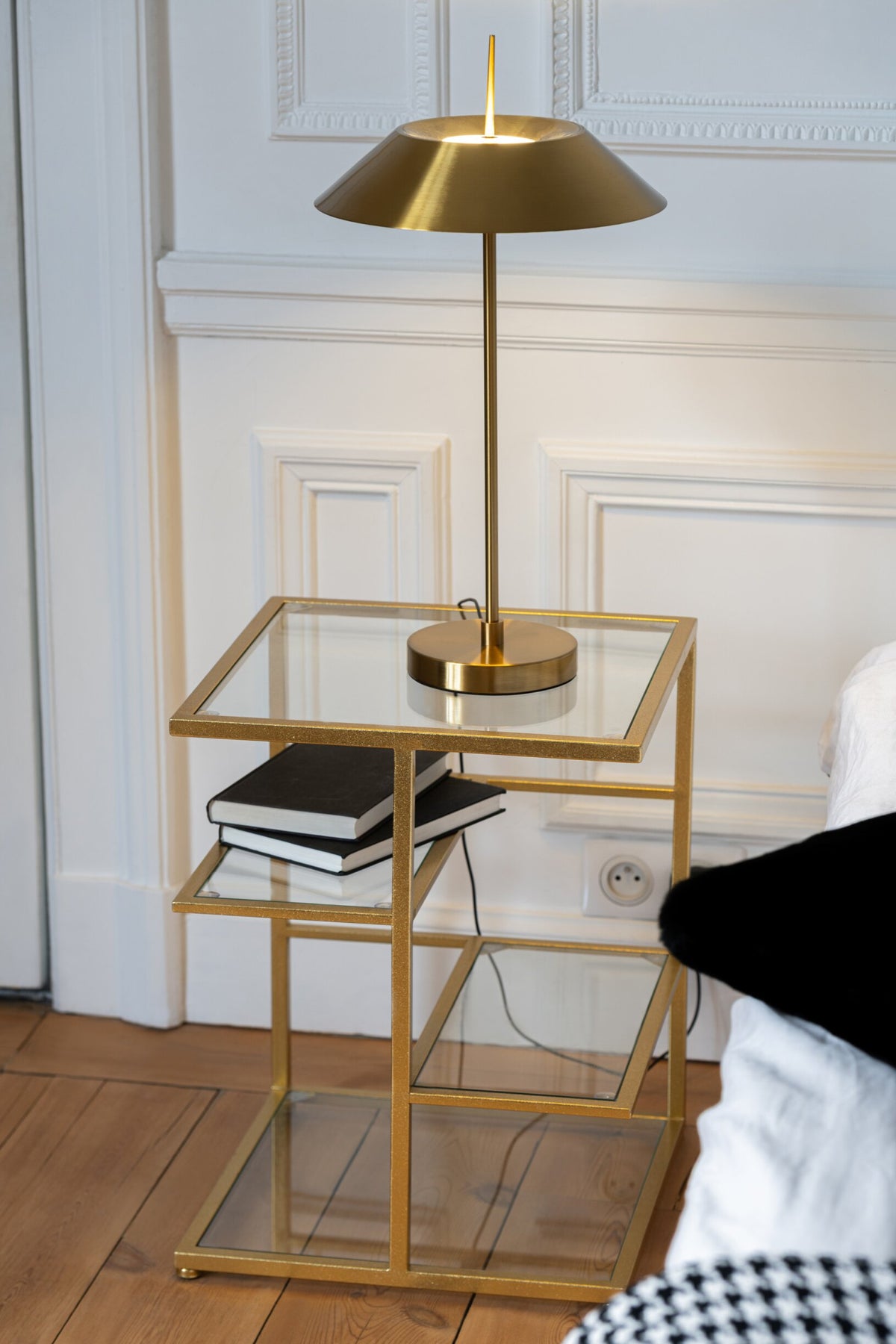 Side Table Iron/Glass Gold Colored