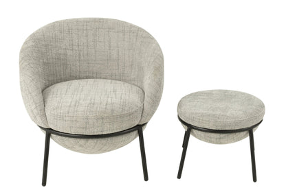 Lounge Chair + Footstool Iron Grey/Black