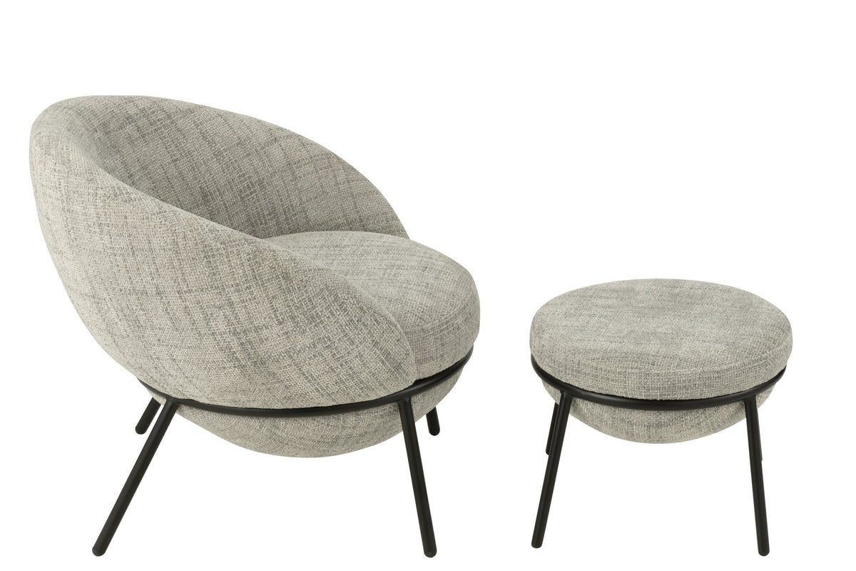 Lounge Chair + Footstool Iron Grey/Black