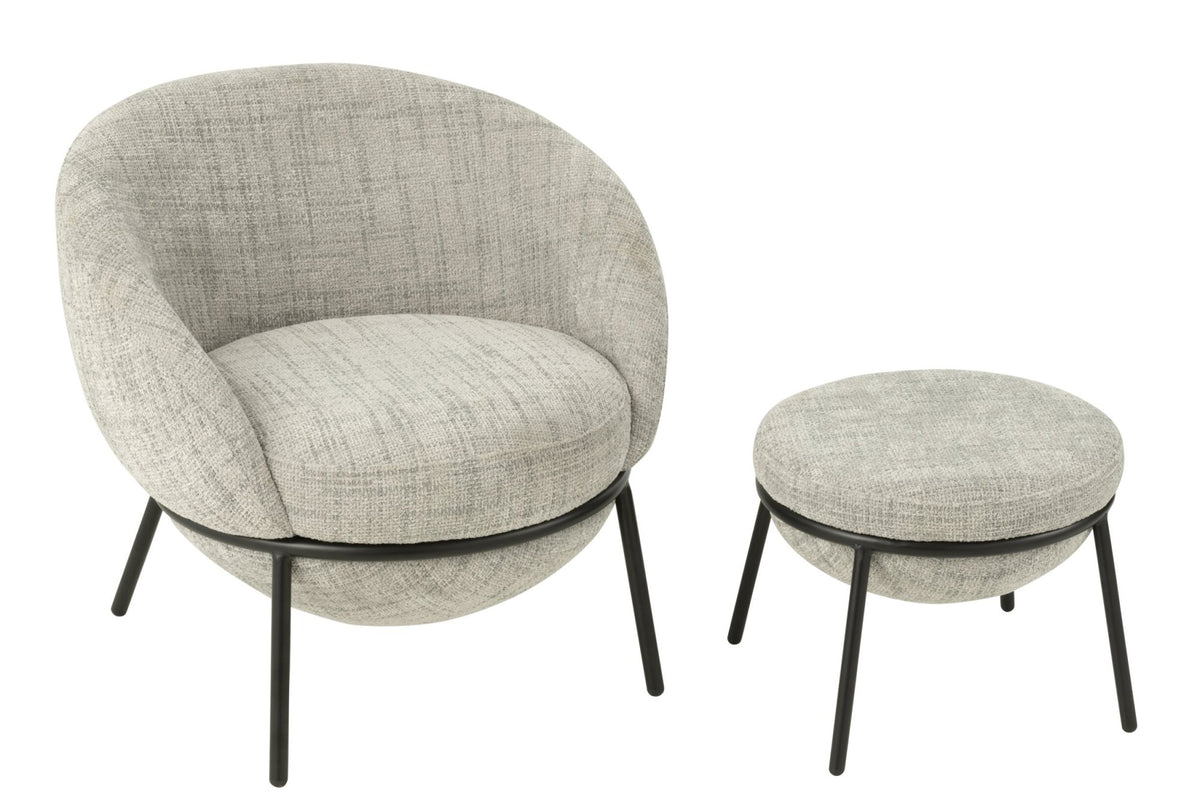 Lounge Chair + Footstool Iron Grey/Black