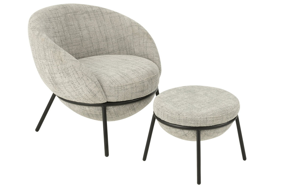 Lounge Chair + Footstool Iron Grey/Black