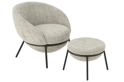 Lounge Chair + Footstool Iron Grey/Black