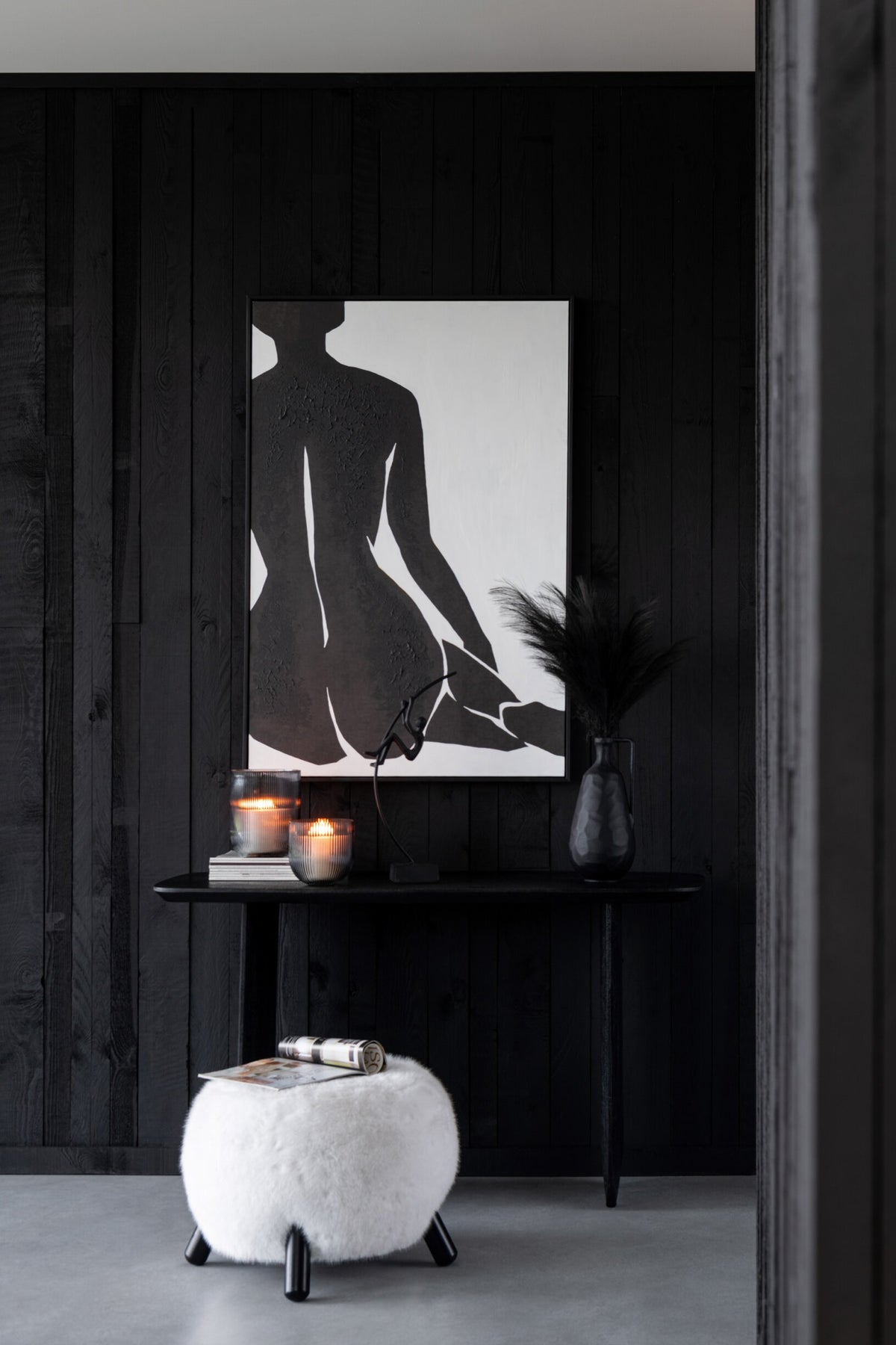 Console Acacia Wood Black