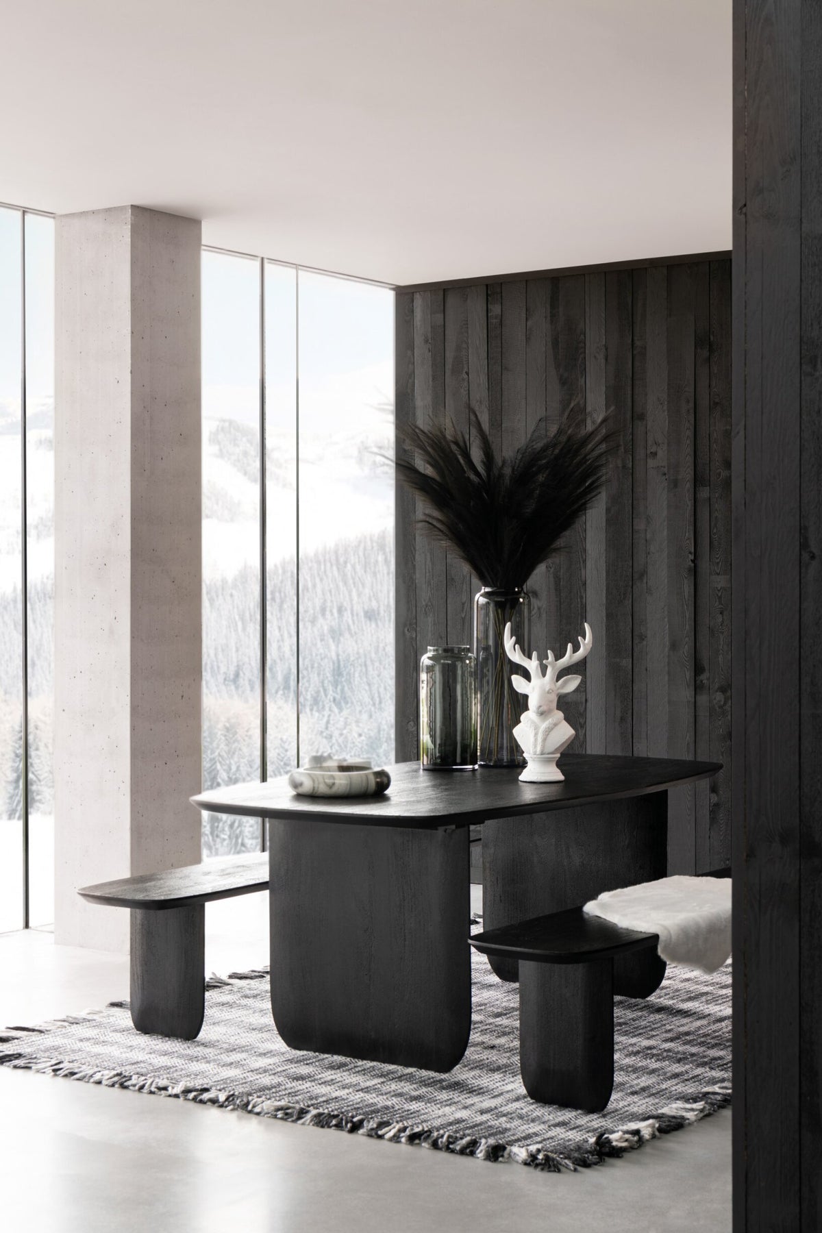 Bench Acacia Wood Black