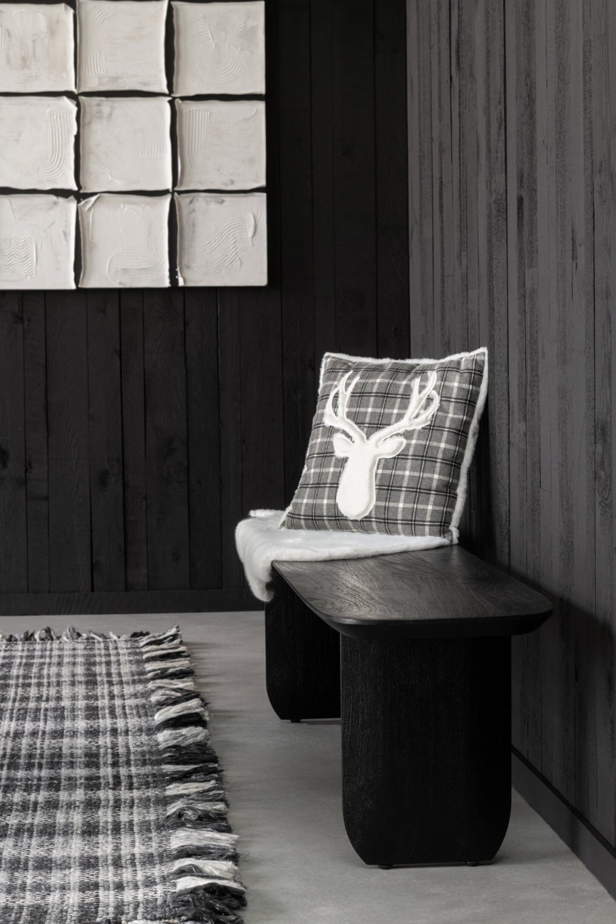 Bench Acacia Wood Black