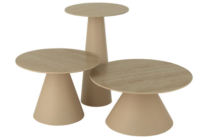 Set Of 2 Side Table Cone Iron Ecru/Beige