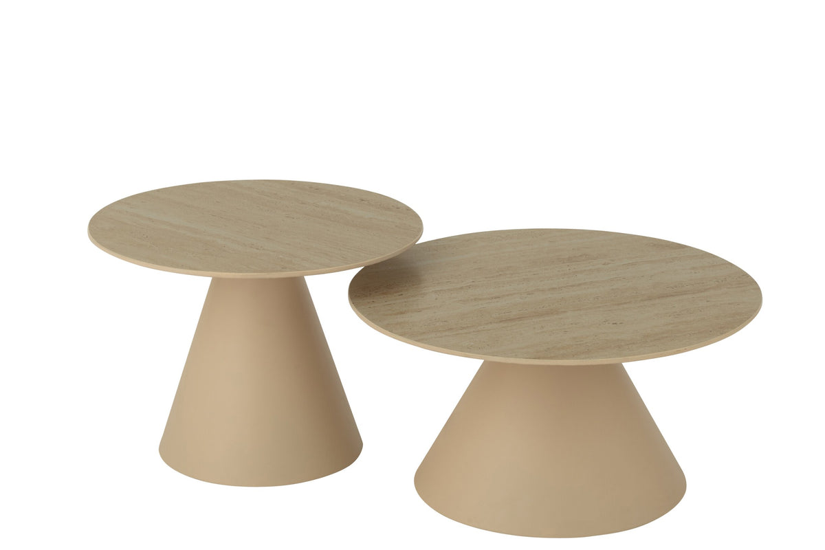 Set Of 2 Side Table Cone Iron Ecru/Beige