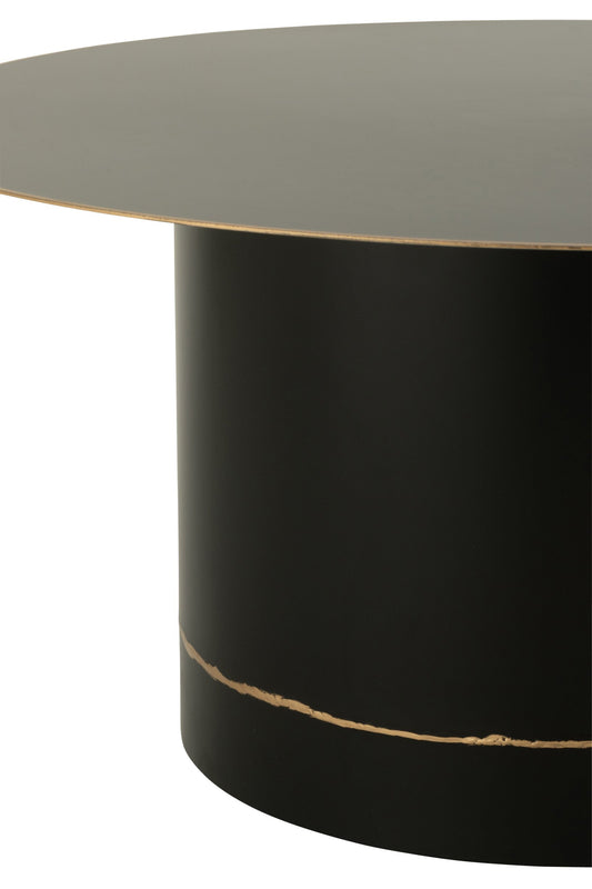 Coffee Table Cyll Base With Golden Border Round Iron Black/Gold Colored Large