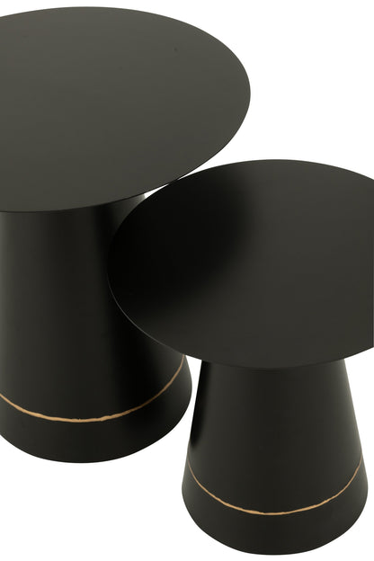 Set Of 2 Side Table Iron Black/Gold Colored