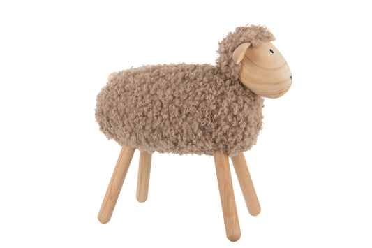 Sheep Decorative Beech Wood/Faux Fur Natural/Beige Large