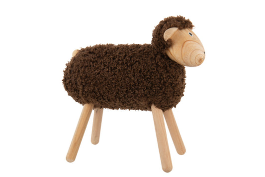 Sheep Decorative Beech Wood/Faux Fur Natural/Dark Brown Large