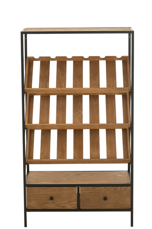 Bar Cabinet Wine Veneer Natural/Black Medium
